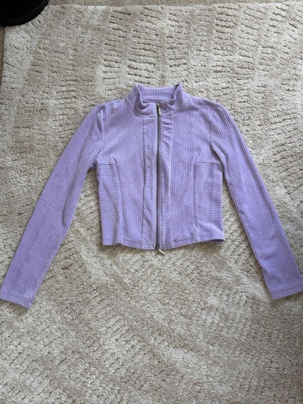 Women’s Lavender Ribbed Zip-Front Jacket - Picture 2 of 5